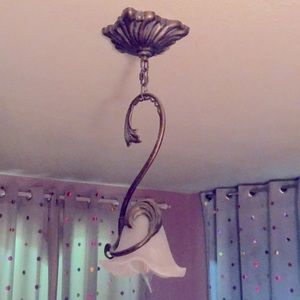 Vintage Kichler Iron Lilies Ceiling Light